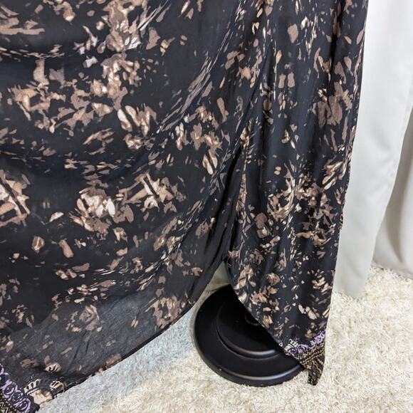 Free People Wild Divine Boho Maxi Dress Black Purple Brown Size XS - Picture 15 of 16